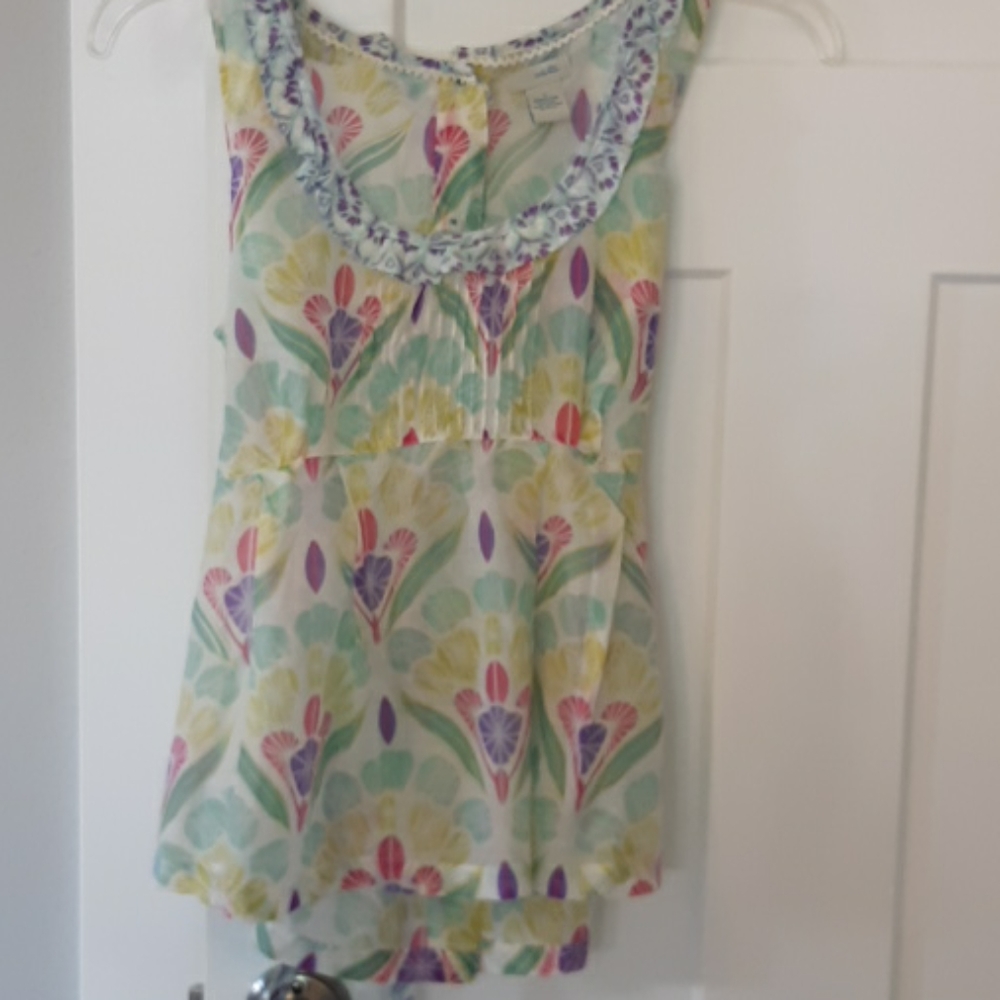 Cotton and silk blend sleeveless top